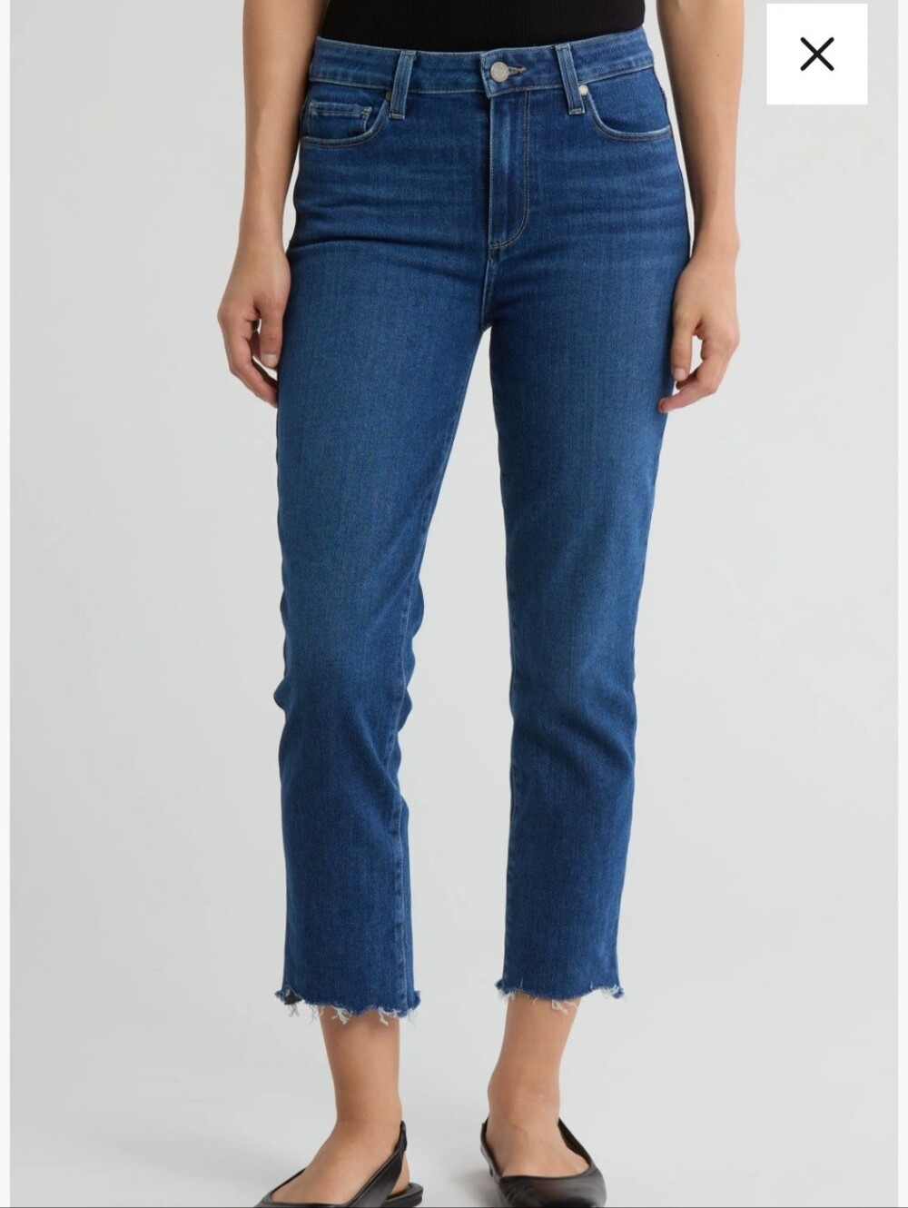 Paige Hoxton Slim Crop Raw Hem Jeans, Size 31 - Darcel Distressed Wash
